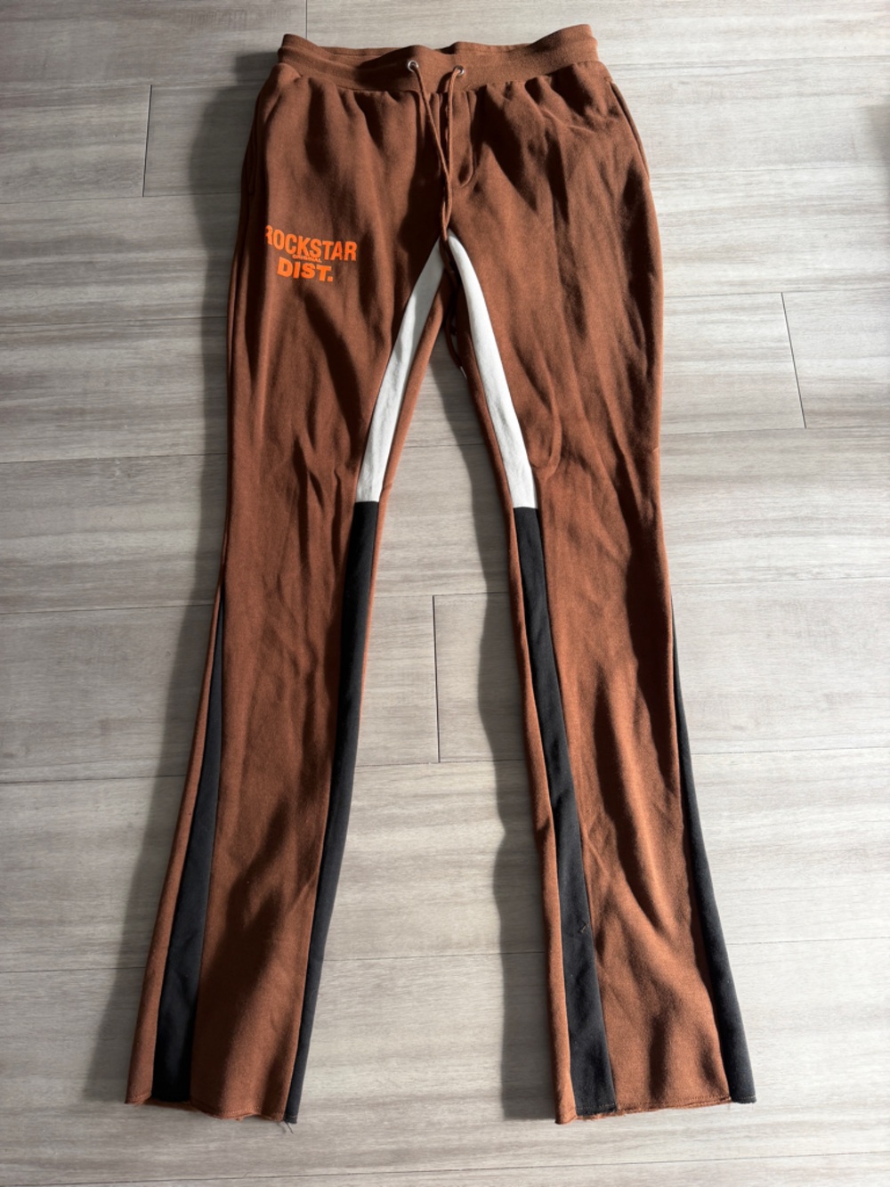 Rockstar Dist. Brown Track Pants with Black & White Panels (XL) Skinny